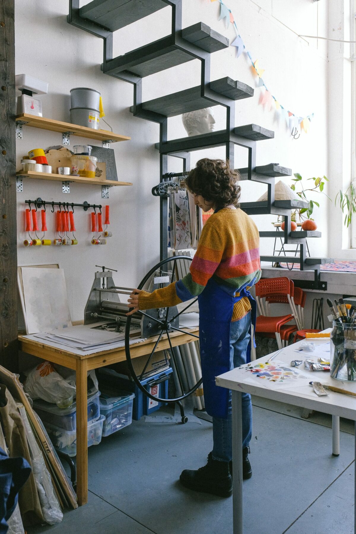 Presse pour la gravure dans un loft